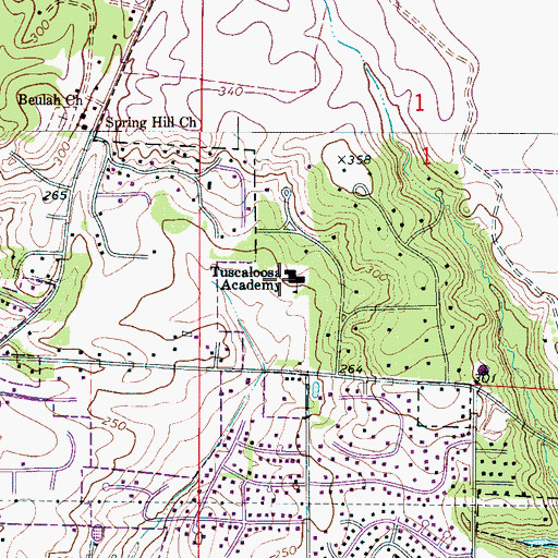 Topographic Map of Tuscaloosa Academy, AL
