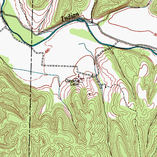 Topographic Map of Davana Cemetery, TN