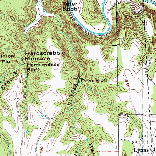 Topographic Map of Dave Bluff, TN