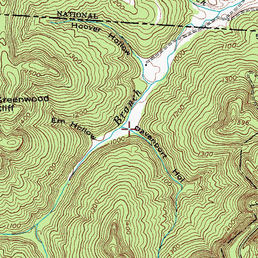 Topographic Map of Davenport Hollow, TN