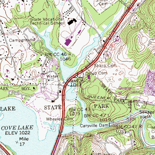 Topographic Map of David Cemetery, TN
