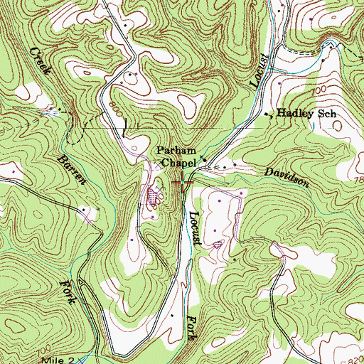 Topographic Map of Davidson Branch, TN