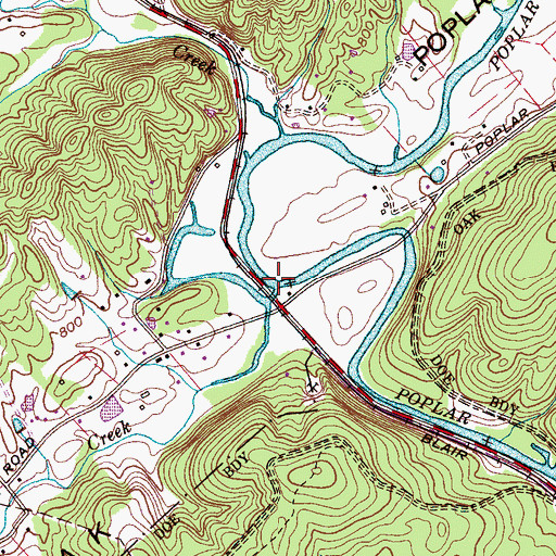 Topographic Map of Davidson Creek, TN