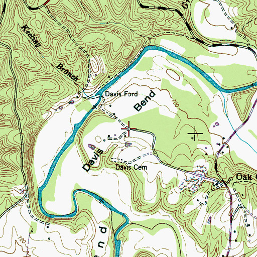 Topographic Map of Davis Bend, TN