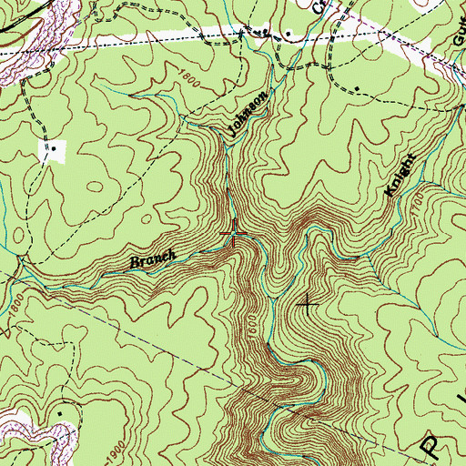 Topographic Map of Davis Branch, TN