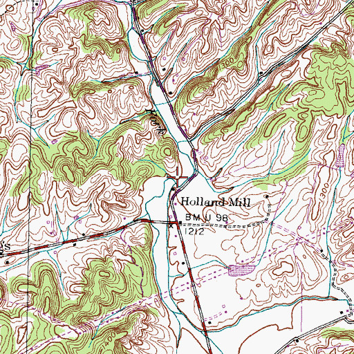 Topographic Map of Davis Branch, TN