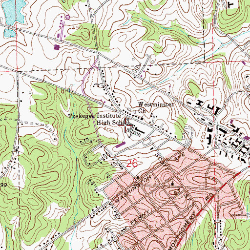 Topographic Map of Tuskegee Institute High School, AL