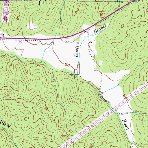 Topographic Map of Davis Branch, TN