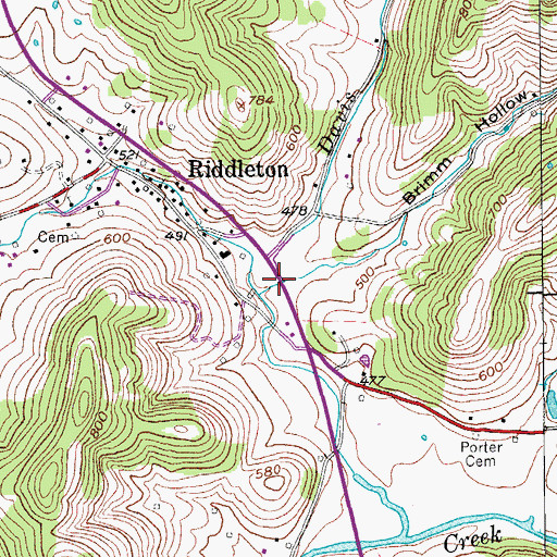 Topographic Map of Davis Branch, TN