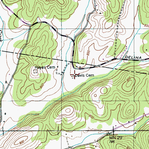 Topographic Map of Davis Cemetery, TN