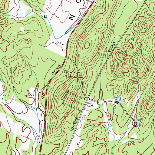 Topographic Map of Davis Cemetery, TN