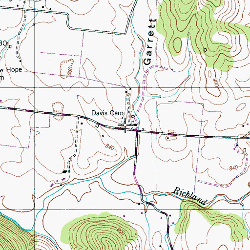 Topographic Map of Davis Cemetery, TN