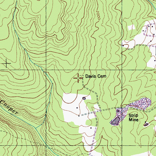 Topographic Map of Davis Cemetery, TN