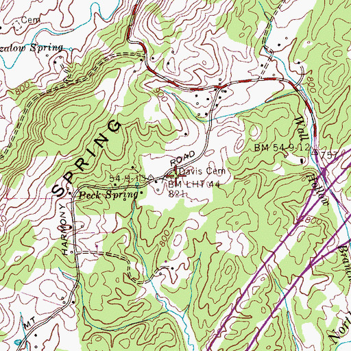 Topographic Map of Davis Cemetery, TN