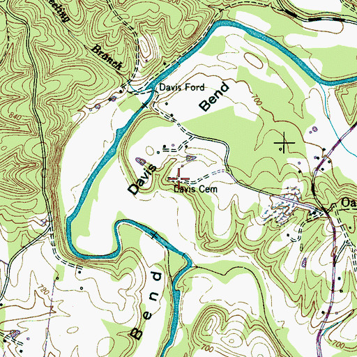 Topographic Map of Davis Cemetery, TN