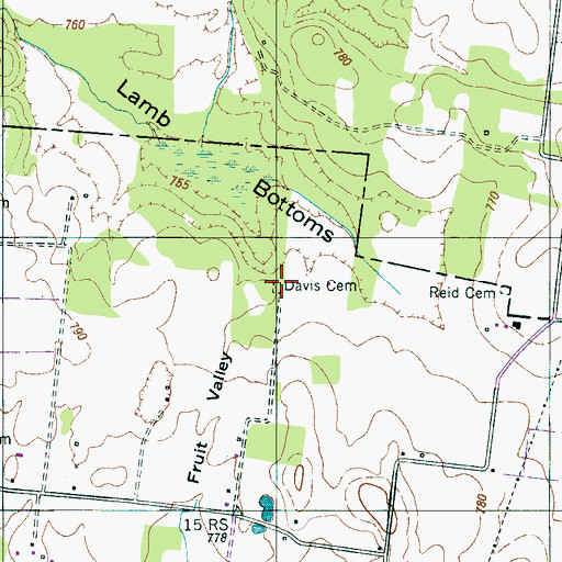 Topographic Map of Davis Cemetery, TN