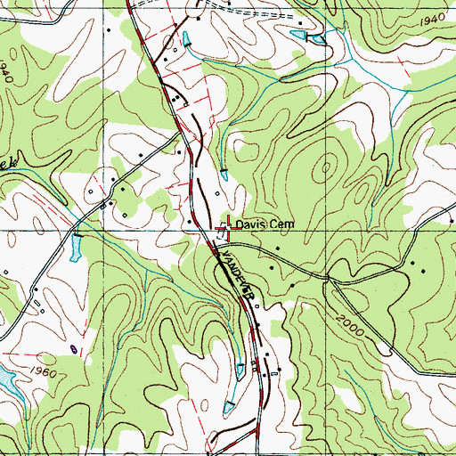 Topographic Map of Davis Cemetery, TN