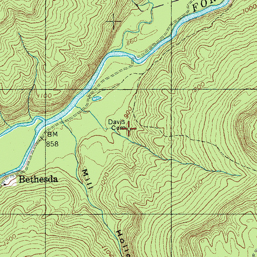 Topographic Map of Davis Cemetery, TN