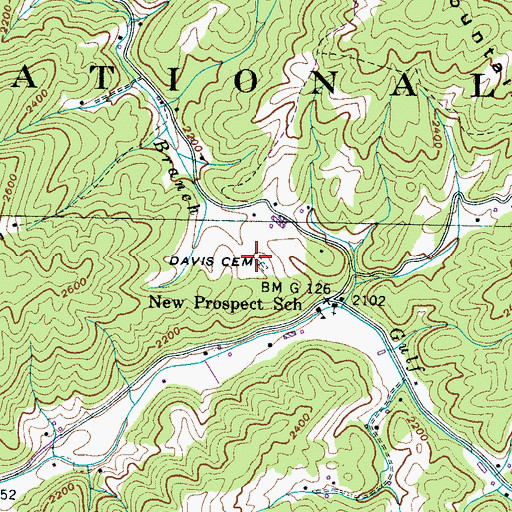 Topographic Map of Davis Cemetery, TN