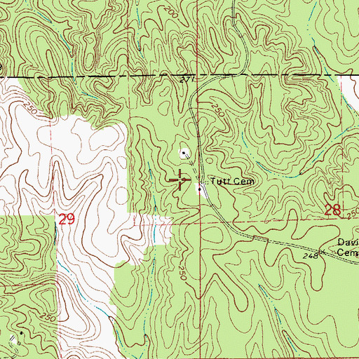 Topographic Map of Tutt Cemetery, AL