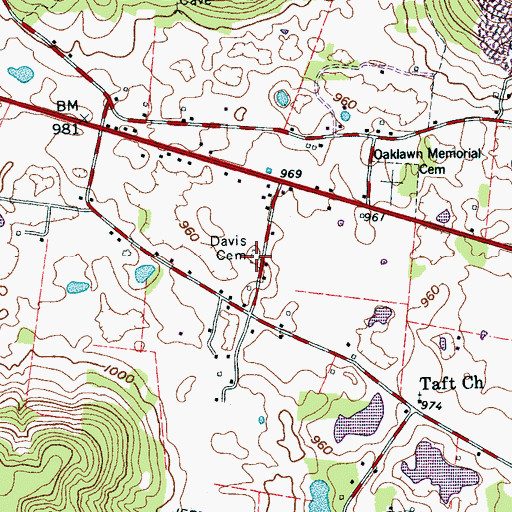 Topographic Map of Davis Cemetery, TN