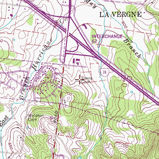 Topographic Map of Davis Cemetery, TN