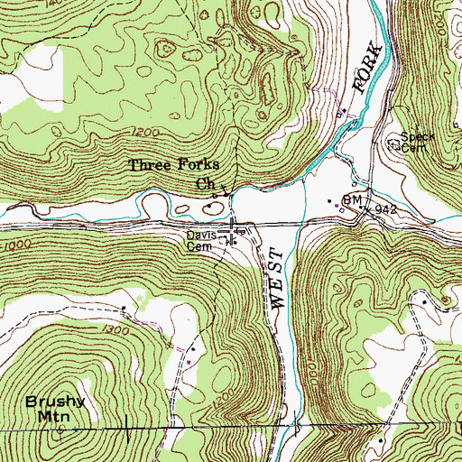 Topographic Map of Davis Cemetery, TN
