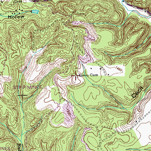 Topographic Map of Davis Cemetery, TN