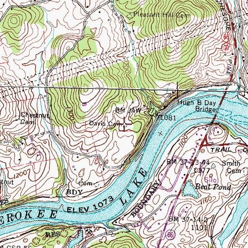 Topographic Map of Davis Cemetery, TN