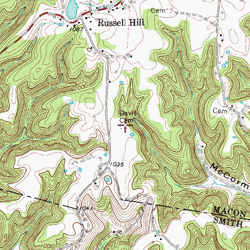 Topographic Map of Davis Cemetery, TN