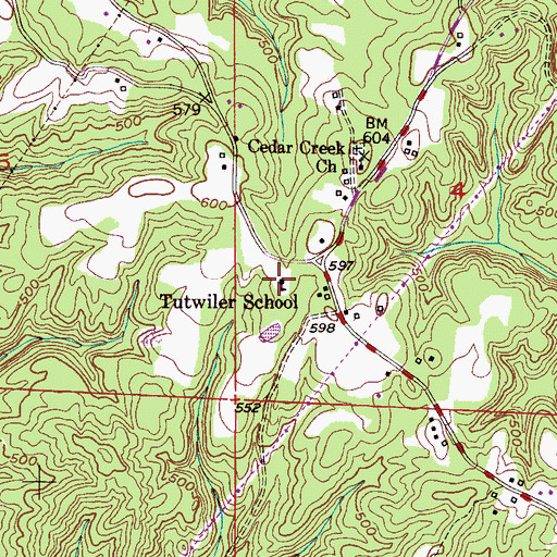 Topographic Map of Tutwiler School (historical), AL