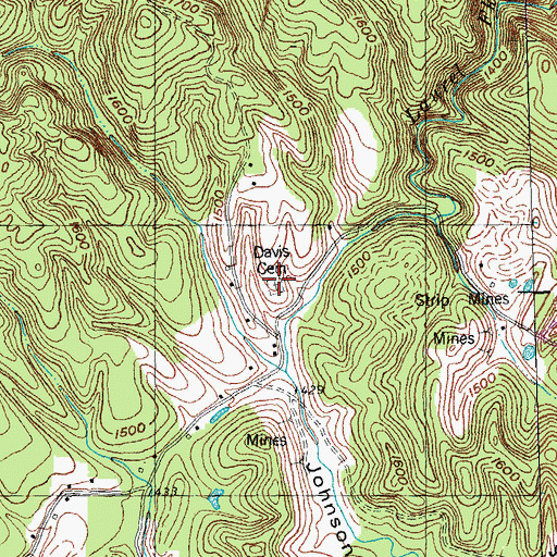 Topographic Map of Davis Cemetery, TN