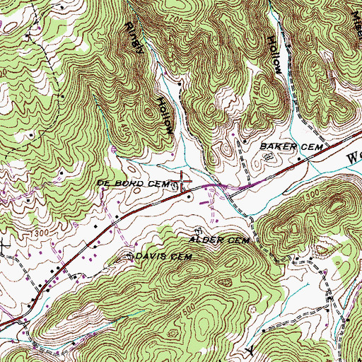 Topographic Map of Davis Cemetery, TN