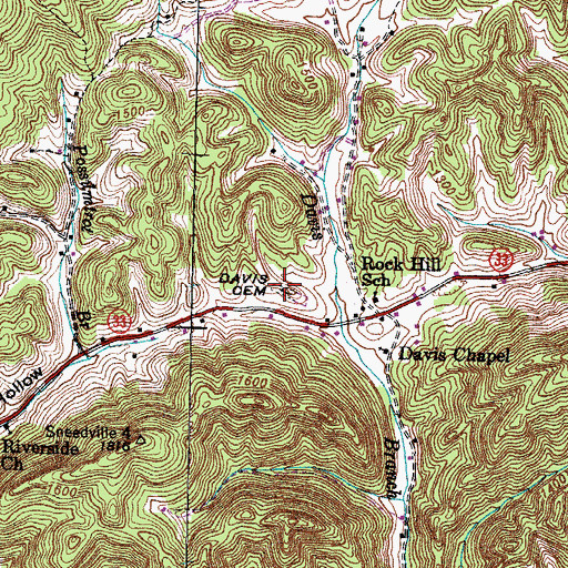 Topographic Map of Davis Cemetery, TN