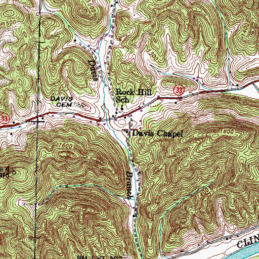 Topographic Map of Davis Chapel, TN