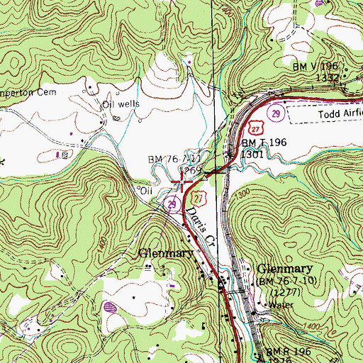 Topographic Map of Davis Creek, TN