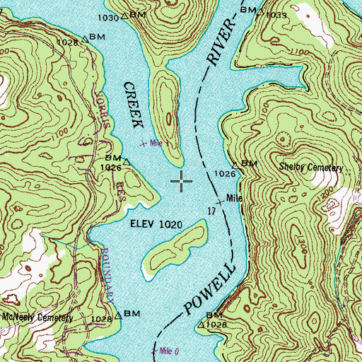 Topographic Map of Davis Creek, TN