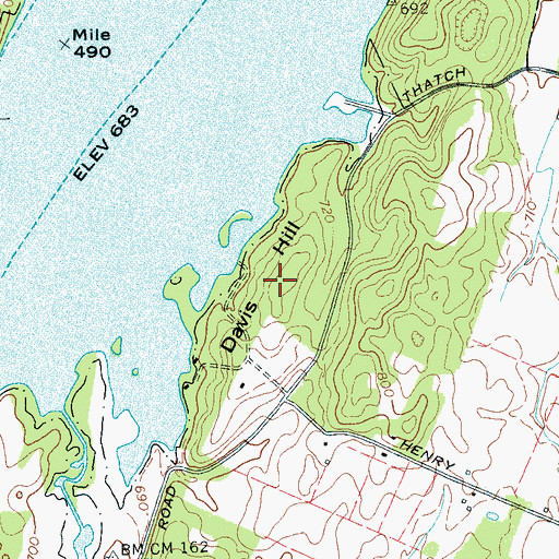 Topographic Map of Davis Hill, TN