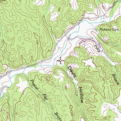 Topographic Map of Davis Hollow, TN