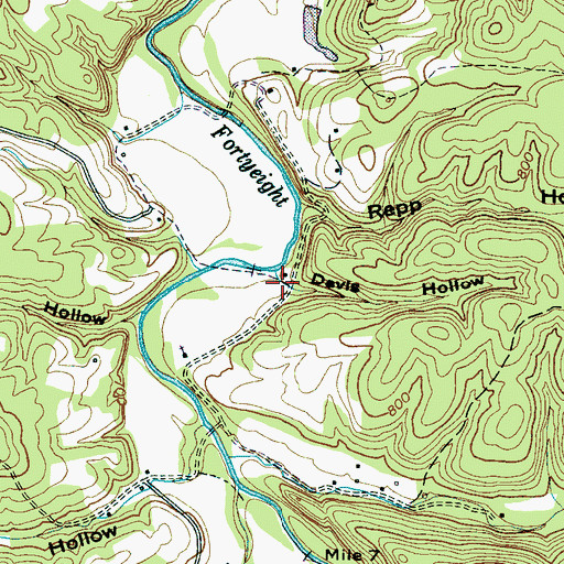 Topographic Map of Davis Hollow, TN