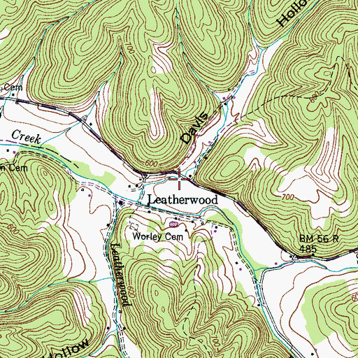 Topographic Map of Davis Hollow, TN