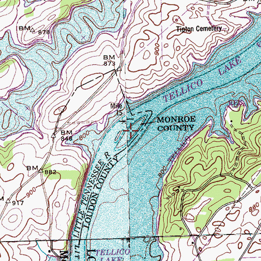 Topographic Map of Davis Island, TN