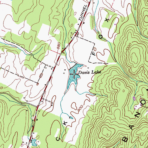 Topographic Map of Davis Lake, TN