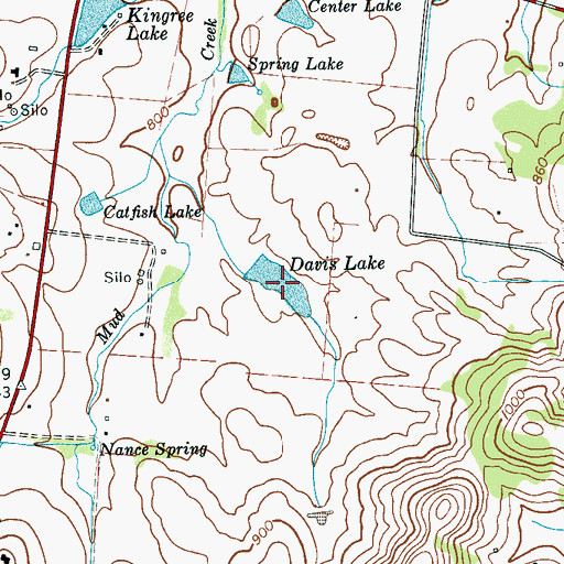 Topographic Map of Davis Lake, TN