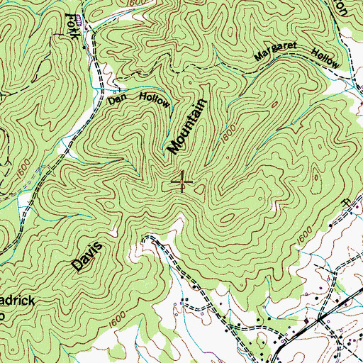 Topographic Map of Davis Mountain, TN