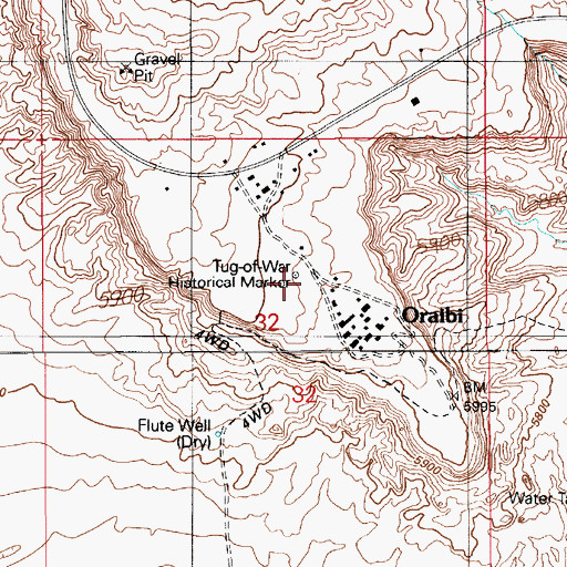 Topographic Map of Tug-Of-War Historical Marker, AZ