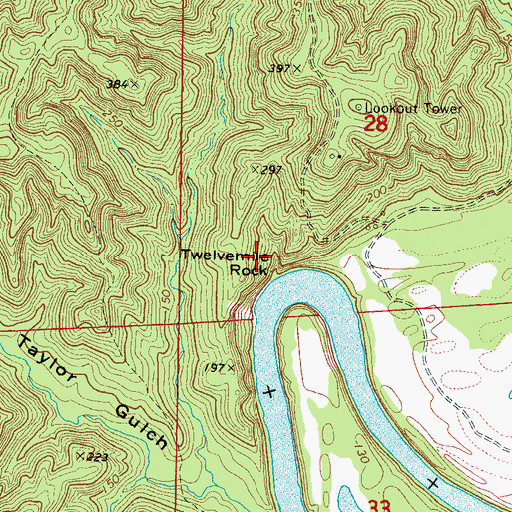 Topographic Map of Twelvemile Rock, AL
