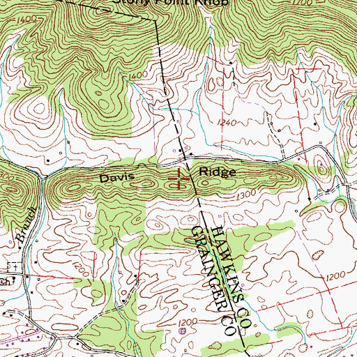 Topographic Map of Davis Ridge, TN