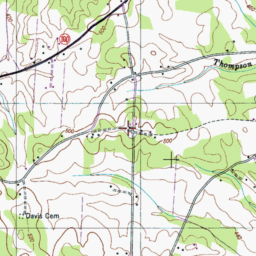 Topographic Map of Davis School, TN
