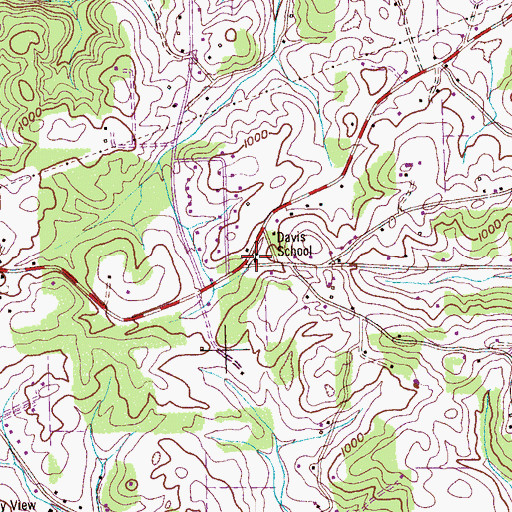 Topographic Map of Davis School, TN